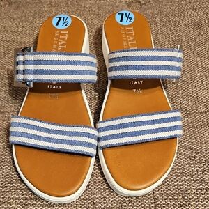Striped Blue and White Sandals